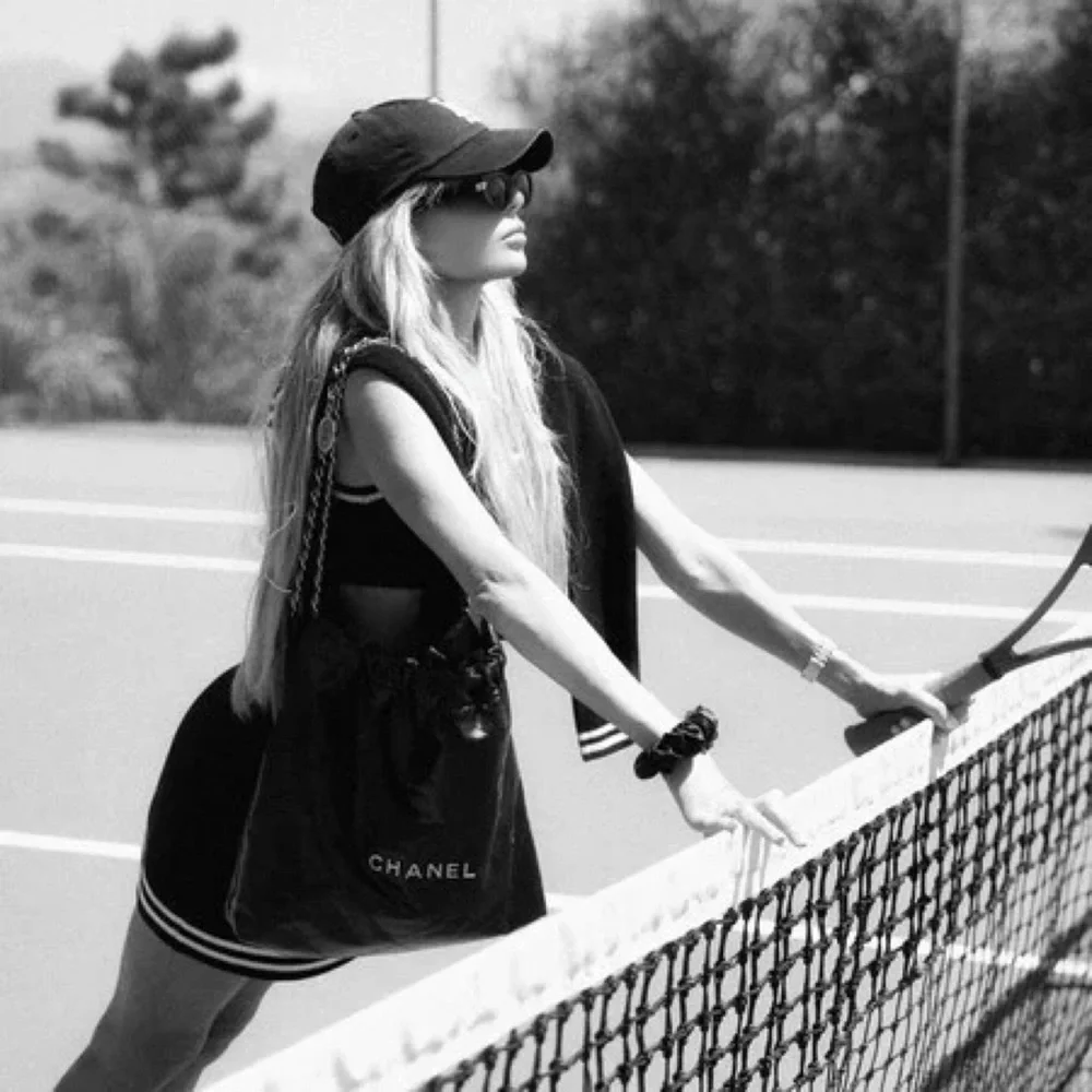 Alo Yoga Tennis Club Sweater Knit Skirt Black/Ivory S